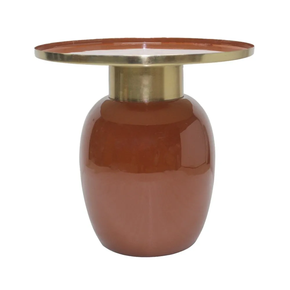 Table basse Dodu en métal laqué brun D50cm