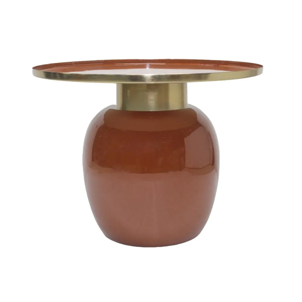 Table basse Dodu en métal laqué brun D61cm