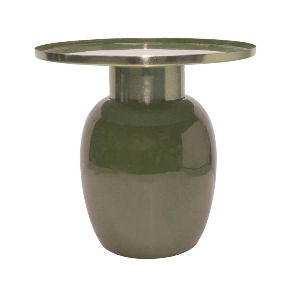Table basse Dodu en métal laqué kaki D50cm