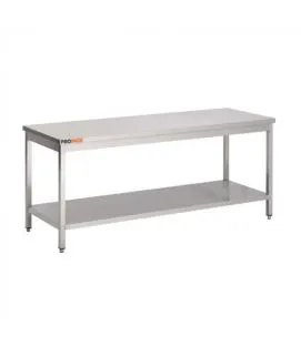 Table centrale inox 100 cm x 85 cm Sans dosseret Avec étagère Proinox