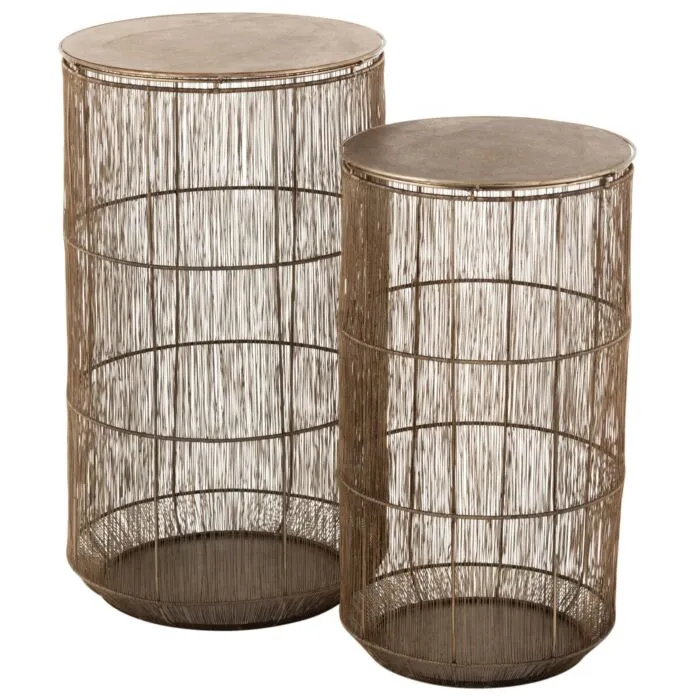 Antika, tables gigognes panier, métal