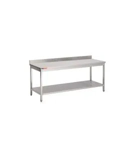 Table inox 100 cm x 85 cm Avec dosseret Avec étagère Proinox