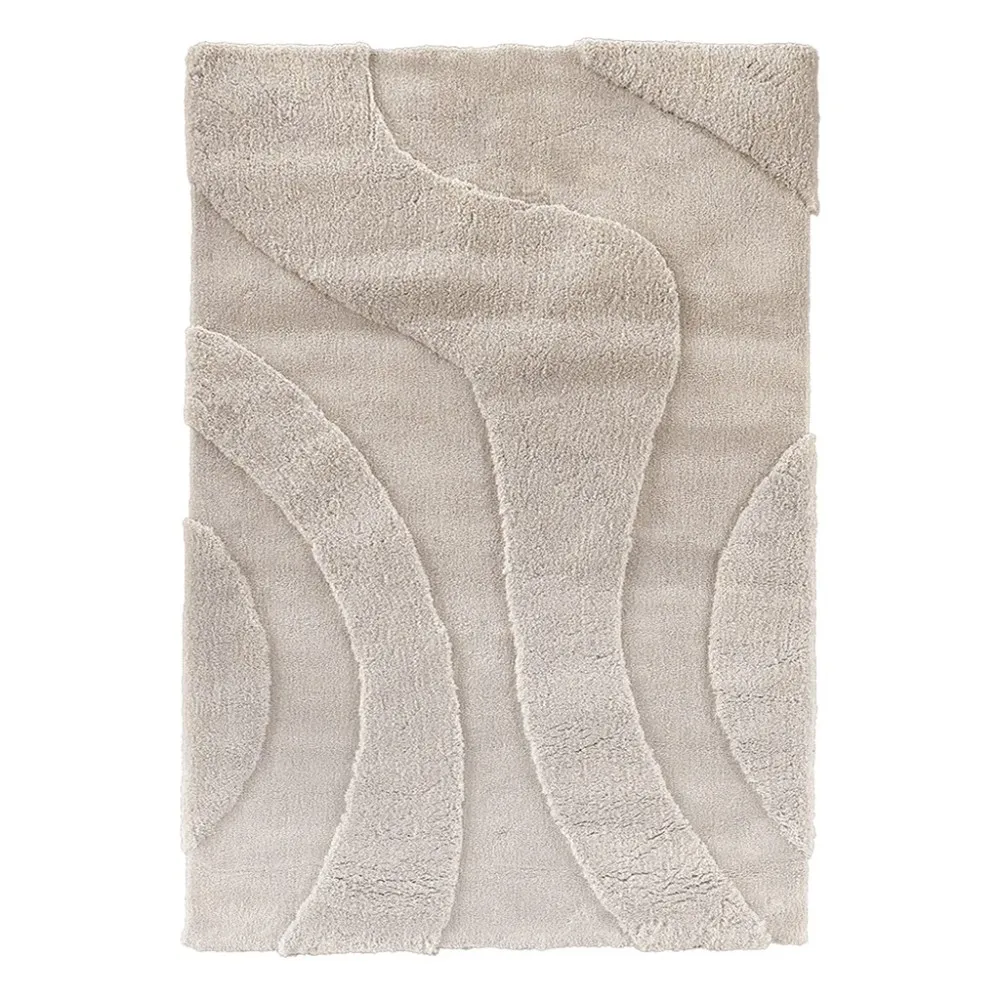 Tapis doux et épais ondulation beige 170 x 240 cm - Opjet Paris