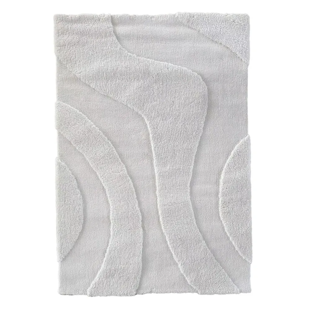 Tapis doux et épais ondulation blanc 170 x 240 cm - Opjet Paris